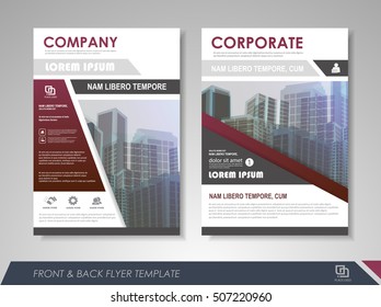 Front and back page annual report brochure flyer design vector template. Leaflet cover presentation abstract background for business, magazines, posters, booklets, banners. Layout in A4 size.