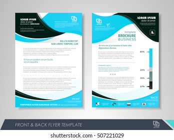 Front and back page annual report brochure flyer design vector template. Leaflet cover presentation abstract background for business, magazines, posters, booklets, banners. Layout in A4 size.