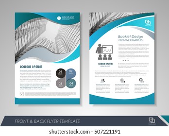 Front and back page annual report brochure flyer design vector template. Leaflet cover presentation abstract background for business, magazines, posters, booklets, banners. Layout in A4 size.