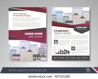 Front and back page annual report brochure flyer design vector template. Leaflet cover presentation abstract background for business, magazines, posters, booklets, banners. Layout in A4 size.