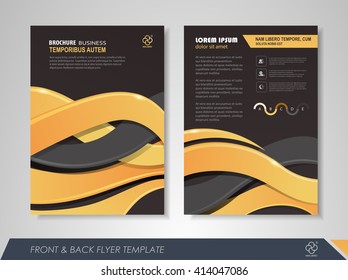 Front and back page brochure flyer design with business icons and infographic elements.