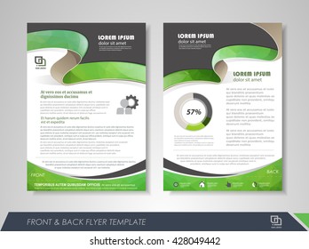 Front and back page brochure flyer design with business icons and infographic elements.