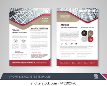 Front and back page brochure flyer design with icons and infographic elements.  Layout template for business  presentation, poster, cover, booklet, banner.