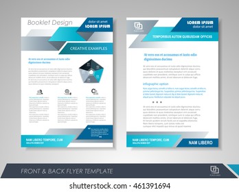 Front and back page brochure template. Flyer design, leaflet cover for business  presentations, magazine covers, posters, booklets, banners.