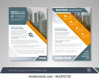 Front and back page brochure template. Flyer design, leaflet cover for business  presentations, magazine covers, posters, booklets, banners.