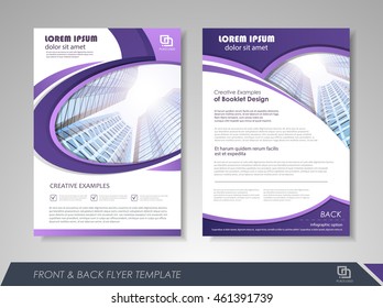 Front and back page brochure template. Flyer design, leaflet cover for business  presentations, magazine covers, posters, booklets, banners.