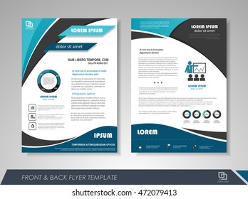 Front and back page brochure template. Flyer design, leaflet cover for business  presentations, magazine covers, posters, booklets, banners.