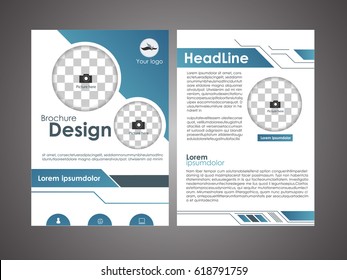 Front and back page brochure template. Flyer design, leaflet cover for business presentations, magazine covers