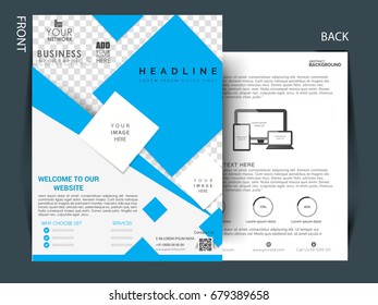 Front and back page brochure template. Flyer design, leaflet cover for business presentations, posters, booklets, banners.