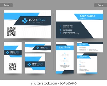 Front And Back Page View Of Abstract Horizontal And Vertical Business Card, Name Card Or Visiting Card Set.