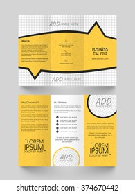 Front and back page view of a professional Trifold Brochure, Template and flyer design with space for your images.