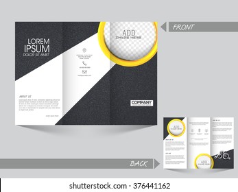 Front and back page view of a Professional Trifold Brochure, Template or Flyer design with space for your images.