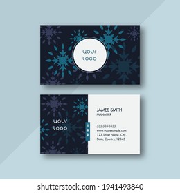 Front And Back Presentation Of Business Card Template With Floral Pattern.