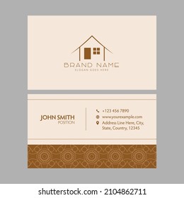 Front And Back Presentation Of Business Card Template Design For Advertising.
