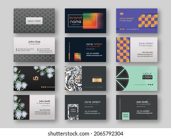 Front And Back Presentation Of Business Or Visiting Card Set For Publishing.