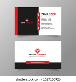 Front And Back Side Creative And Clean Business Card Template. Portrait And Landscape Orientation.Flat Style Vector Illustration. Modern Simple Light Business Card Template With Flat User Interface.