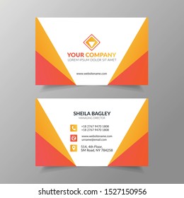 Front and back side Creative and Clean Business Card Template. Portrait and landscape orientation.Flat Style Vector Illustration. Modern simple light business card template with flat user interface.