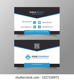Front and back side Creative and Clean Business Card Template. Portrait and landscape orientation.Flat Style Vector Illustration. Modern simple light business card template with flat user interface.