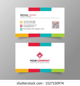 Front and back side Creative and Clean Business Card Template. Portrait and landscape orientation.Flat Style Vector Illustration. Modern simple light business card template with flat user interface.