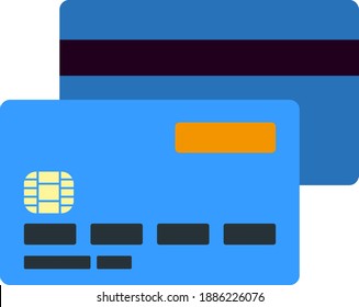 Front And Back Side Of Credit Card Icon. Flat Color Design. Vector Illustration.