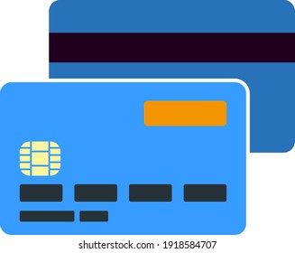 Front And Back Side Of Credit Card Icon. Flat Color Design. Vector Illustration.