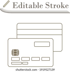 Front And Back Side Of Credit Card Icon. Editable Stroke Simple Design. Vector Illustration.