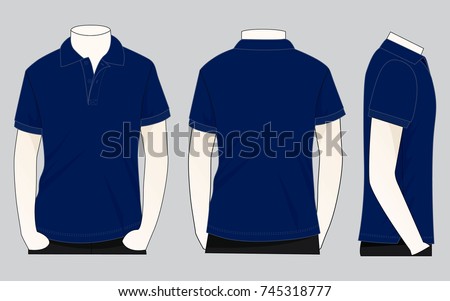 Download Front Back Side Navy Blue Polo Stock Vector (Royalty Free ...