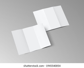 Front And Back Side Open Blank Trifold Paper Leaflet With Shadow. EPS10 Vector