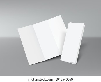 Front And Back Side Open Blank Trifold Paper Leaflet With Shadow. EPS10 Vector