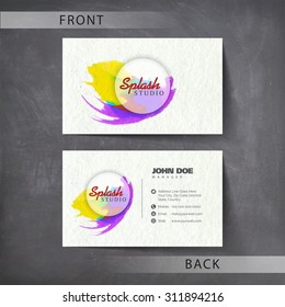 Front and back side presentation of business or visiting card design.