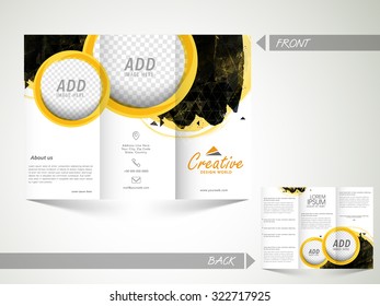 Front and back side presentation of a creative abstract Trifold Brochure, Template or Flyer design with space to add images for Business purpose.