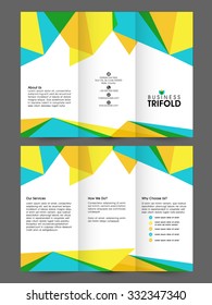 Front and back side presentation of professional Business Trifold, Flyer, Banner or Template with abstract design.