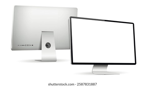 Front and back side view of computer screen
