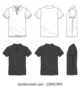 Front, Back And Side Views Of Blank Polo Shirt