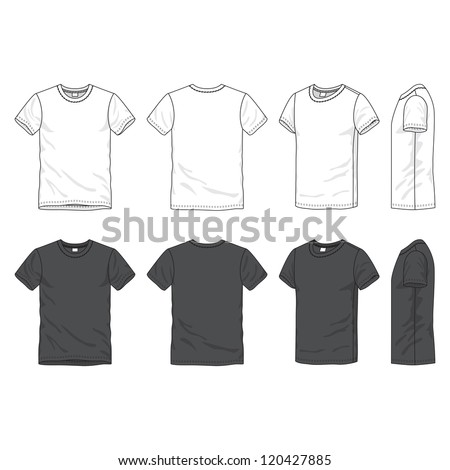 Front, back and side views of blank t-shirt
