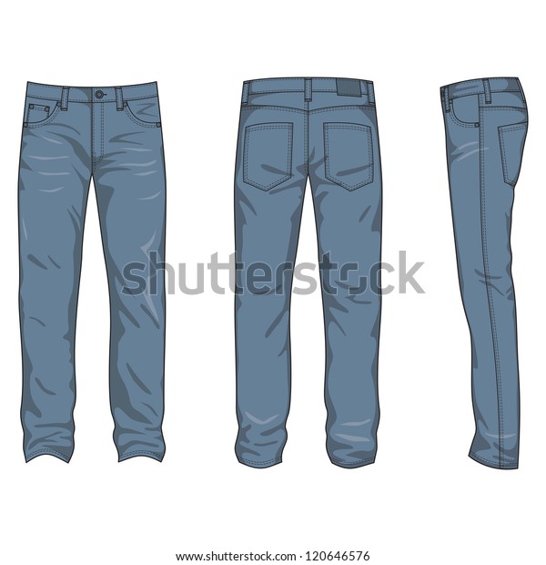 Front Back Side Views Mens Jeans Stock Vector (Royalty Free) 120646576 ...