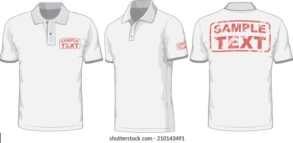 Front, back and side views of polo-shirt. Vector  illustration. Color redact easy.