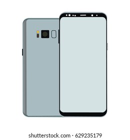 front and back of smart phone on white background, smartphone Mockup