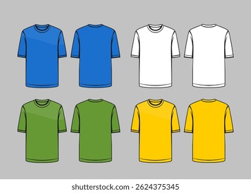 VETOR DE MODELO DE CAMISA T PADRÃO FRONTAL E TRASEIRA