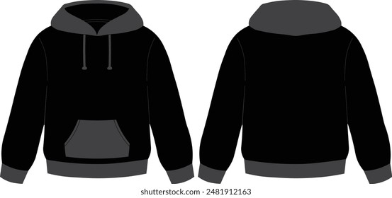 Front and back sweater to demonstrate the print. Minimalist print on a black and gray cold-weather blouse