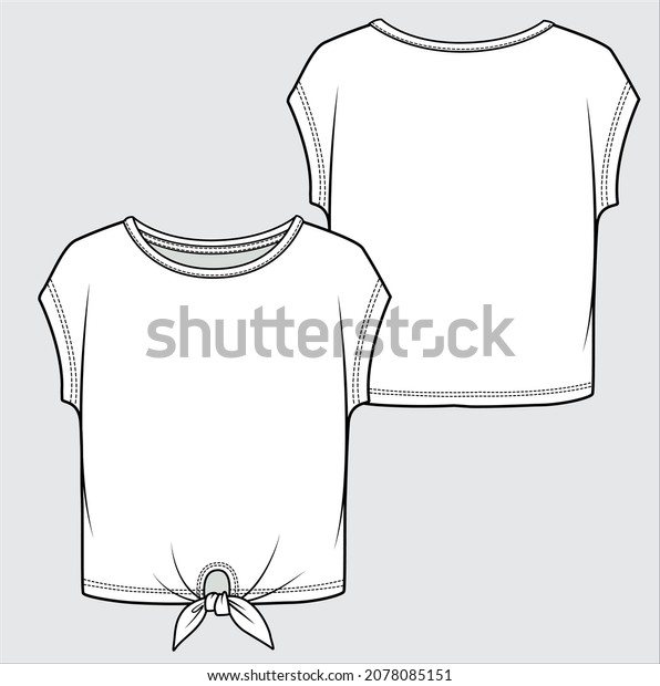 FRONT AND BACK\
TECHNICAL SKETCH OF FRONT KOTTED KNIT TOP FOR TEEN GIRLS AND KID\
GIRLS EDITABLE VECTOR\
FILE