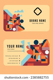 A front and back template of a business card on abstract style