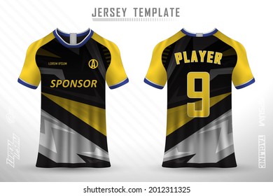 Front back tshirt design. Sports design for football racing cycling gaming jersey vector.