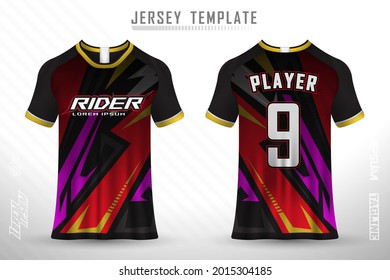 Front back tshirt design. Sports design for football, racing, cycling, gaming jersey vector.