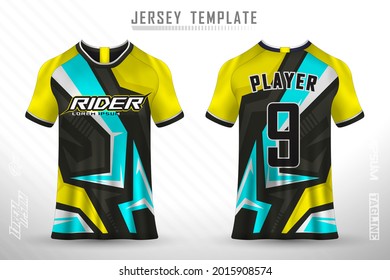 Front back tshirt design. Sports design for football, racing, cycling, gaming jersey vector.