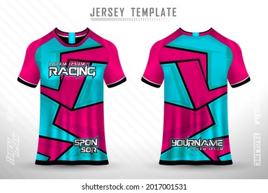 Front back tshirt design. Sports design for football, racing, cycling, gaming jersey vector.