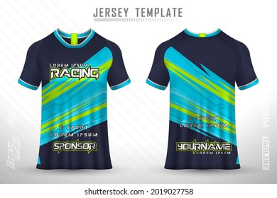 Front back tshirt design. Sports design for football, racing, cycling, gaming jersey vector.