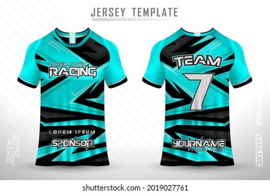 Front back tshirt design. Sports design for football, racing, cycling, gaming jersey vector.