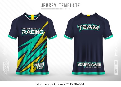 Front back tshirt design. Sports design for football, racing, cycling, gaming jersey vector.