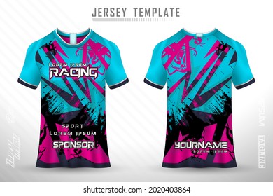 Front back tshirt design. Sports design for football, racing, cycling, gaming jersey vector.